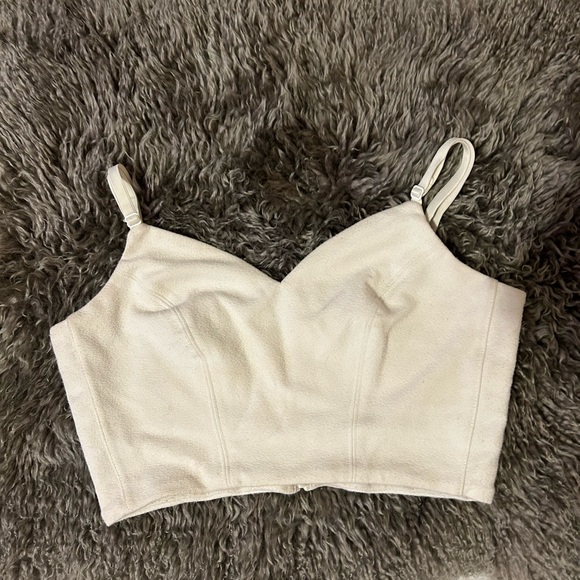 Aritzia Babaton White Zipup Crop Top - Picture 1 of 4